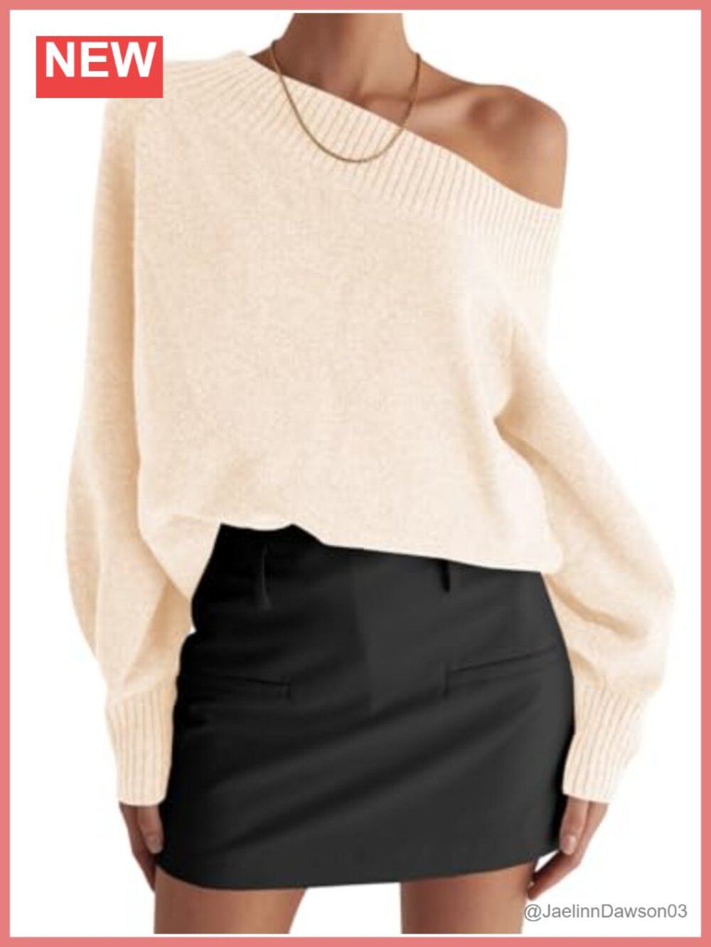 Women's Off Shoulder Boat Neck Knit Sweater Pullover Long Sleeve